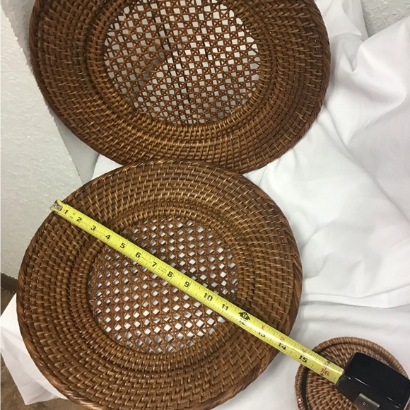 Set of rattan centerpiece trays & coasters - Picture 6 of 8